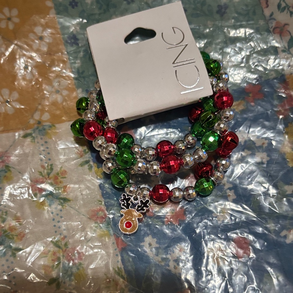 Icing Holiday Charm Bracelet Set - Red, Green, Silver